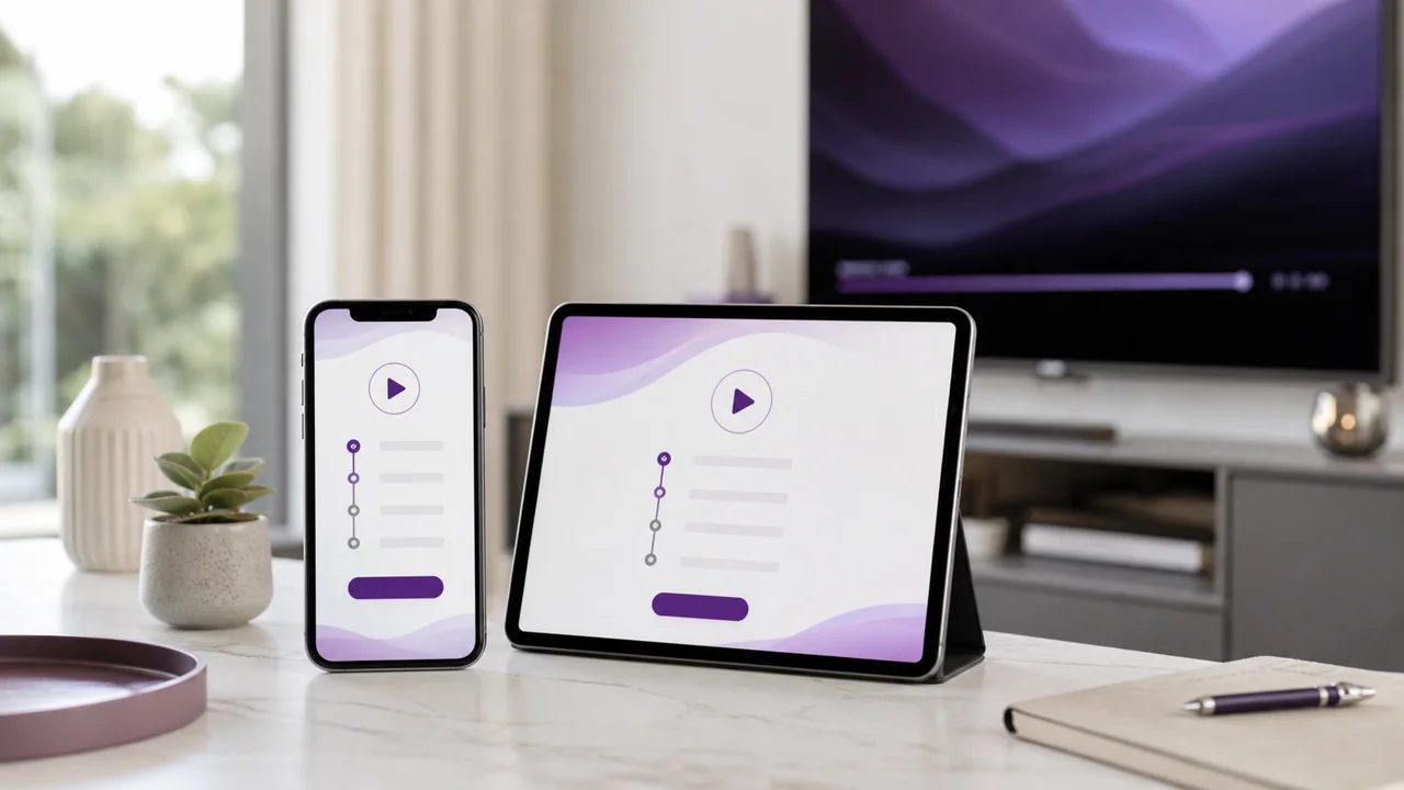 Touchscreen tablet, illustrating the installation of an IPTV application on iPhone and iPad.