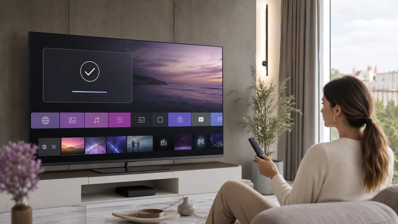 Sleek design television, illustrating the installation of an IPTV player on LG Smart TV.
