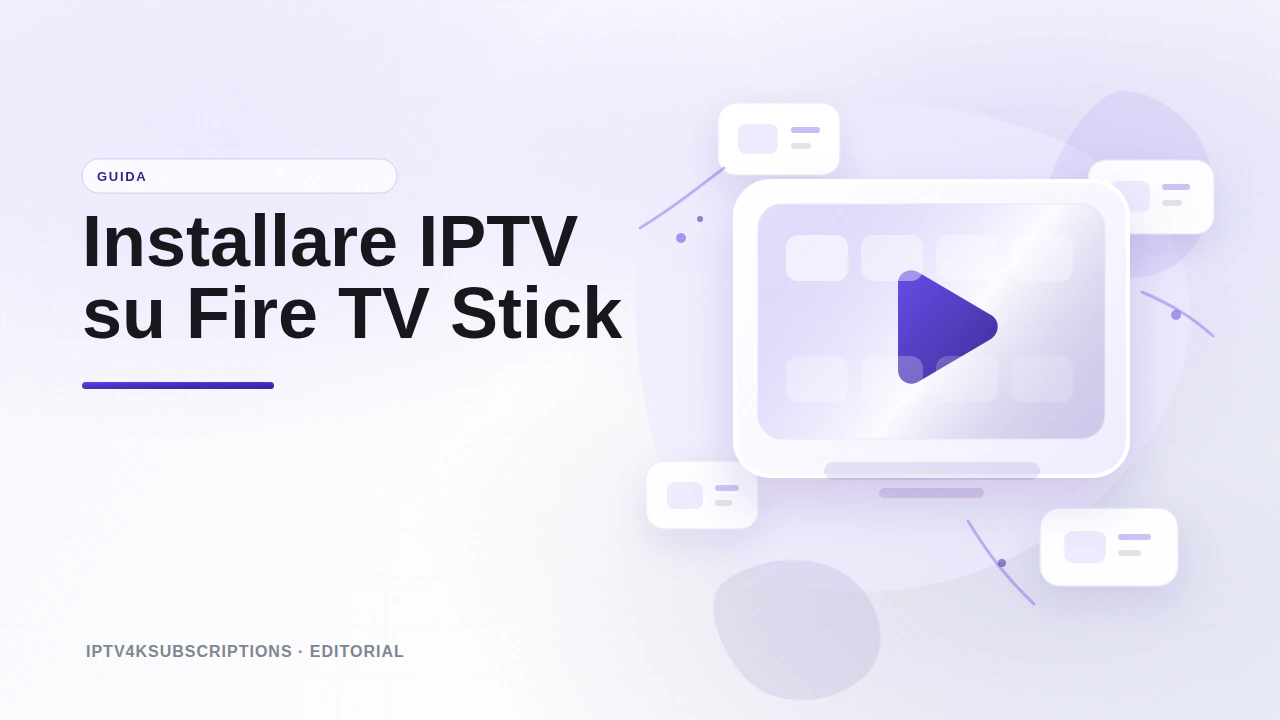 Illustrazione editoriale astratta per la guida 2026 all'installazione di IPTV su un Amazon Fire TV Stick.