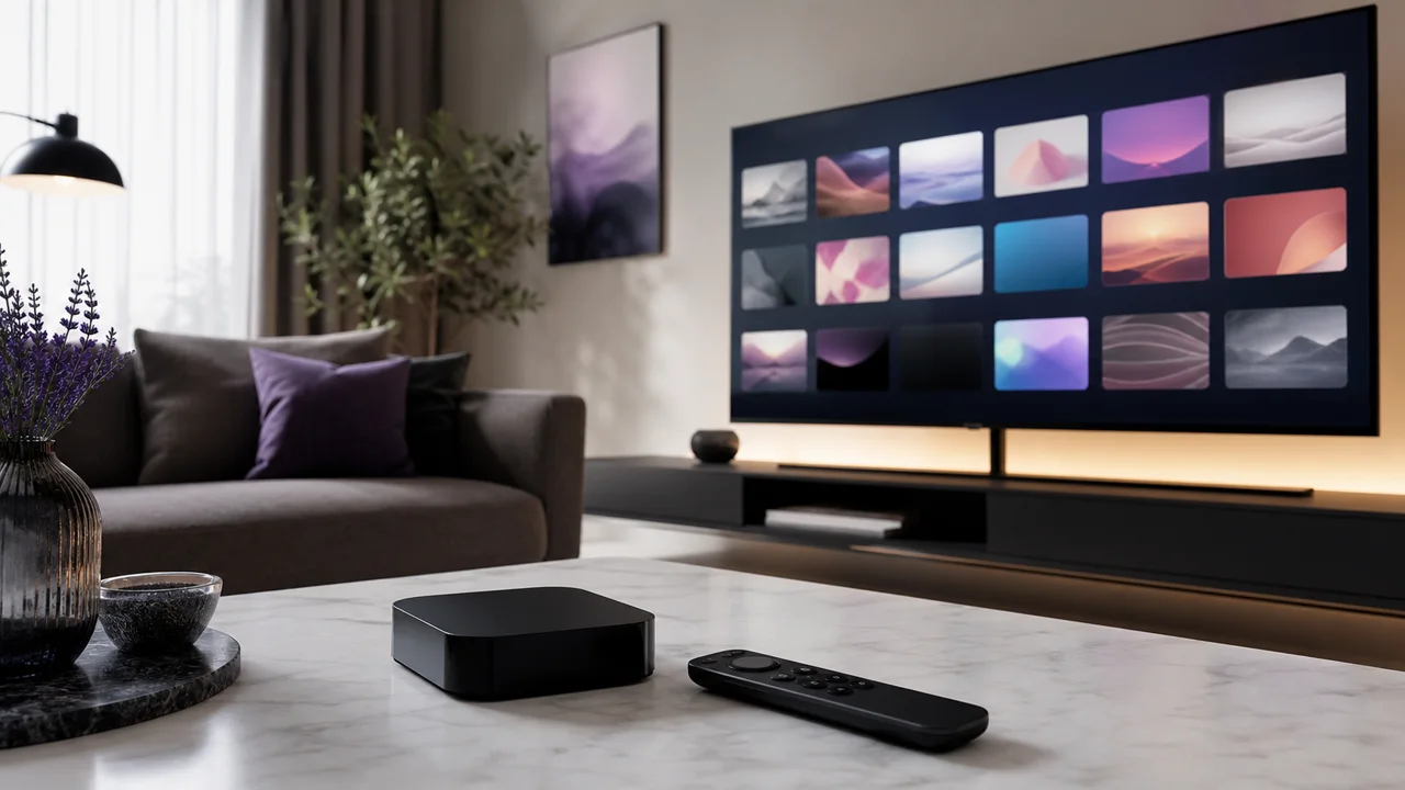 Sleek screen television, representative of the use of IPTV on Apple TV.