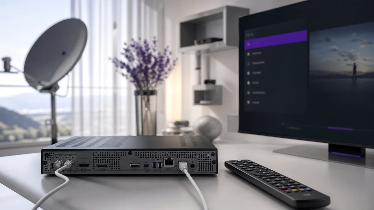 Technical network equipment, echoing the Enigma2 boxes used for IPTV.