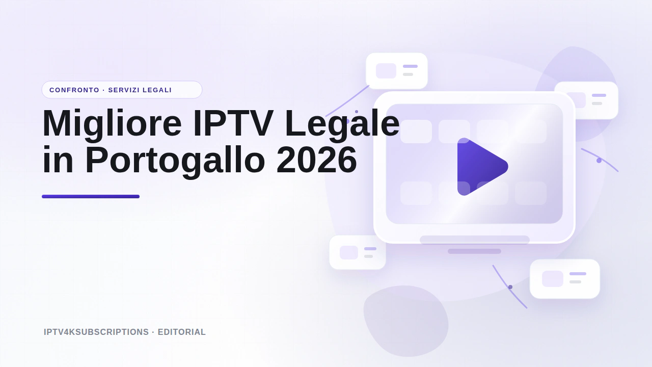 Illustrazione editoriale astratta per il confronto dei migliori servizi IPTV e TV in diretta legali in Portogallo nel 2026.