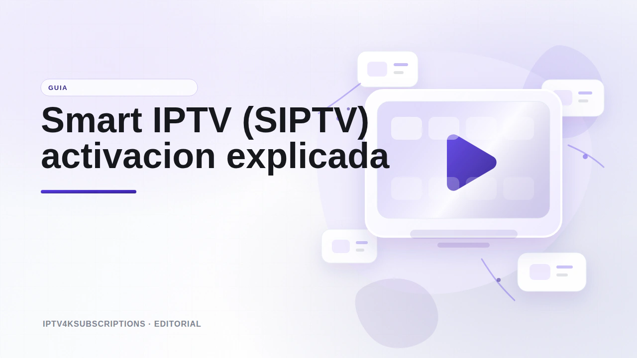 Ilustraci&oacute;n editorial abstracta para la gu&iacute;a 2026 de Smart IPTV (SIPTV) en televisores Samsung y LG.