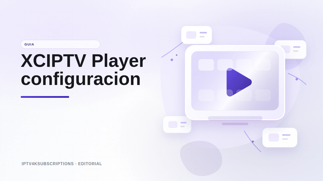 Ilustraci&oacute;n editorial abstracta para la gu&iacute;a 2026 de la aplicaci&oacute;n XCIPTV player.