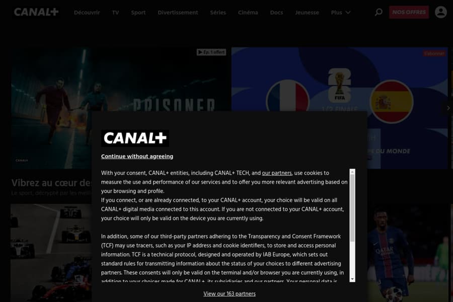 Preview of the Canal+ homepage in 2026