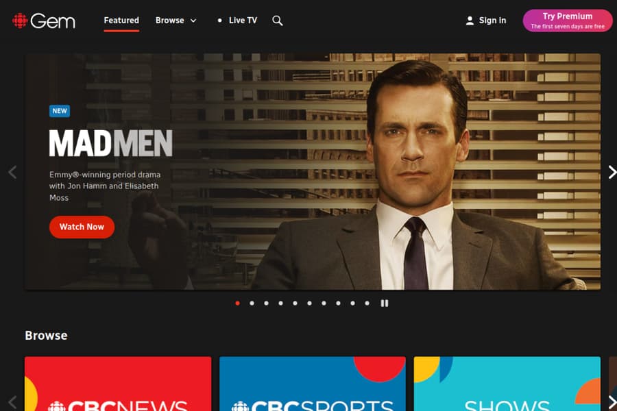 CBC Gem homepage preview in 2026