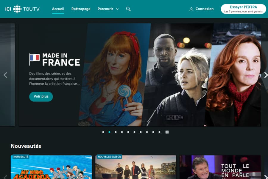 Preview of the ICI Tou.tv homepage in 2026