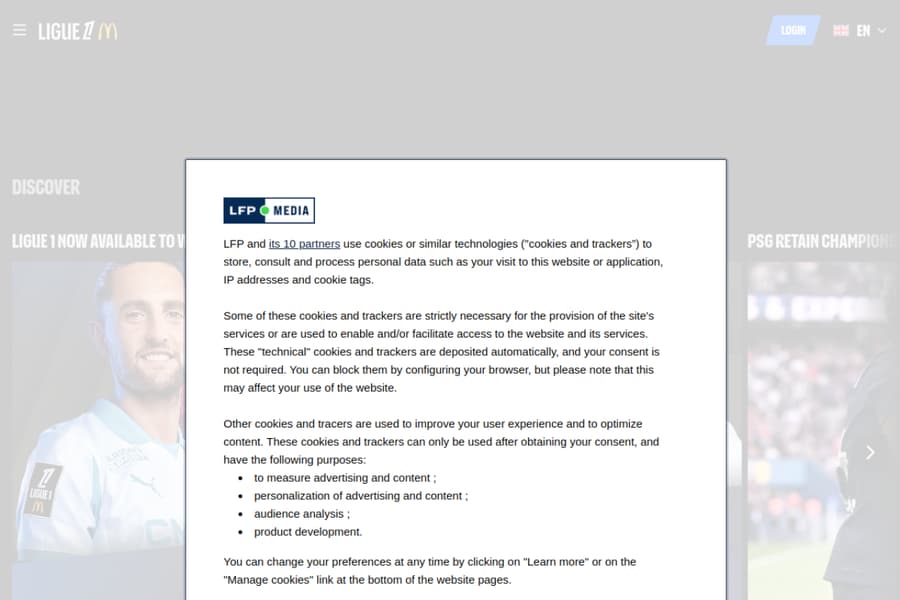 Preview of the Ligue 1+ homepage in 2026