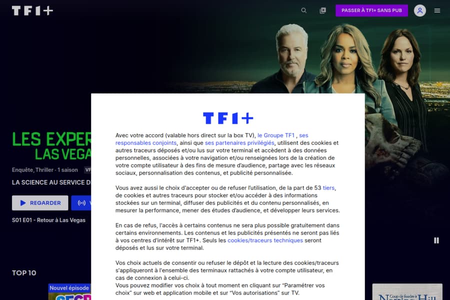Preview of the TF1+ home page in 2026